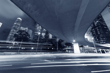 Aufkleber - Traffic in downtown district of Hong Kong city at night