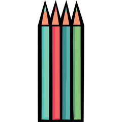 Wall Mural - four colors pencils school supplies