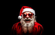 smiling santa claus with red eyeglasses