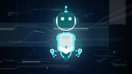 Poster - animation of ai chatbot icon and data processing