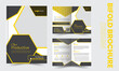 © samvect - Professional bifold brochure template layout design, yellow shapes, business profile template design, 4 pages, annual report,minimal, editable business brochure.