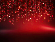 Red Christmas Background With Fairy Lights 