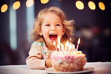 Child With Cake, Kid's Birthday Party 