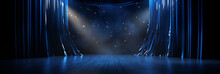 Blue Curtains With A Spotlight Background