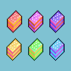 Poster - Pixel art sets of food cake with variation color item asset. simple bits of food cake for game item on pixelated style 8bits perfect for game asset or design asset element for your game design asset