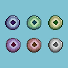 Fototapete - Pixel art sets of halloween eyes with variation color item asset. simple bits of eyes on pixelated style 8bits perfect for game asset or design asset element for your game design asset
