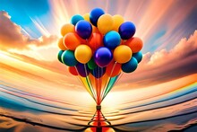 Bright Abstract Background Of Jumble Of Rainbow Colored Baloons Celebrating Gay Pride