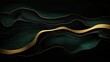Luxury green and gold waves background. dark green and gold textured backdrop for banner