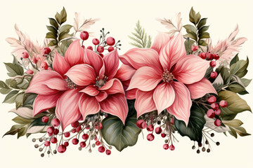 Sticker - Christmas Poinsettia flowers 