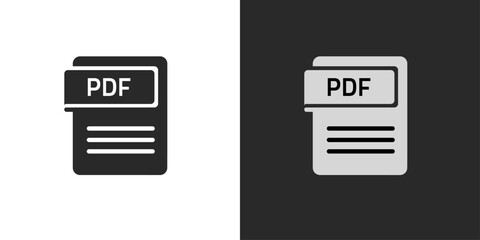Poster - PDF file icon download document vector graphic pictogram set black white isolated clipart image set, text doc glyph symbol logo minimal modern design