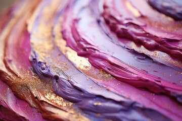 Poster - make up painting with gold purple stripes