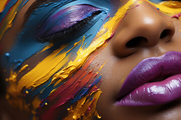Poster - face of a woman with colorful makeup 