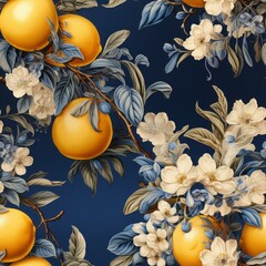 Wall Mural - Lemon tree seamless pattern