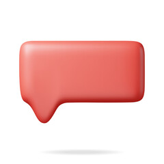 Fototapete - 3D Red Blank Speech Bubble Isolated on White. Render Chat Balloon Pin. Notification Shape Mockup. Communication, Web, Social Network Media, App Button. Realistic Vector Illustration