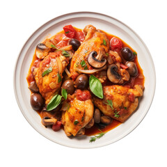 Wall Mural - A Plate of Chicken Cacciatore Isolated on a Transparent Background