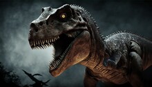 The Head Of Dinosaur In The Dark Background