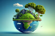 © erika8213 - World environment and earth day concept with globe and eco friendly enviroment. Generative ai