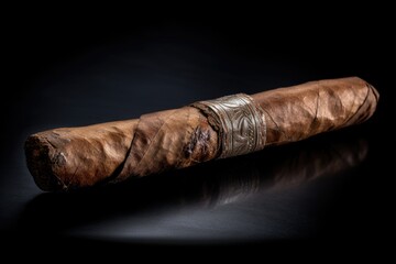 Hand-made Cuban Cigar for Relaxed Tobacco Industry. Isolated Object of Expertly Rolled Cigar, Perfect for Any Cigar Aficionado