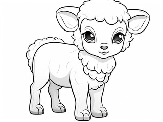 Poster -  a little lamb with big eyes and a short haircut.  generative ai