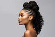 © deagreez - Generative Ai illustration of young woman model mixed race demonstrating luxury hairstyle