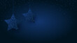 Christmas navy background with glitter stars. Vector wallpaper