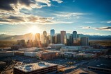 Fototapeta Miasto - Aerial view of downtown Denver, Colorado skyline. Generative AI