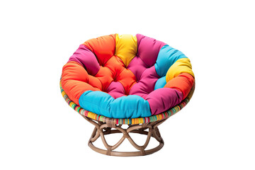 Wall Mural - a brightly colored papasan chair woven isolated on a transparent background, generative ai