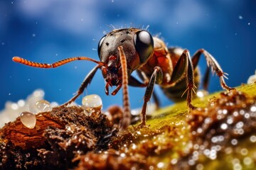 Aufkleber - A close-up view of a bug resting on a leaf. This image captures the intricate details of the bug and its surroundings. Suitable for nature and wildlife enthusiasts, as well as educational materials ab