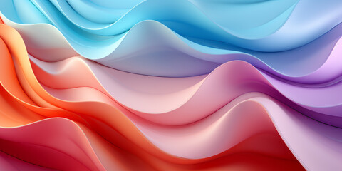 Fototapete - Color ribbon pattern background. Texture waves presentation backdrop. Ai generative