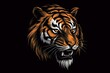 Isolated tiger head on black background for esports logo, suitable for games, social media, websites, and promotions. Generative AI