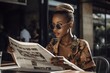 African woman with newspaper