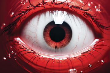 Macro photo of human red eyeball texture background