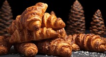 A Pile Of Croissants Sitting On Top Of A Table, AI