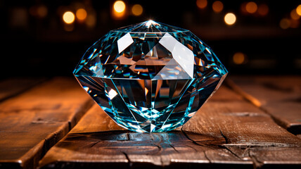 Canvas Print - glass crystal on wooden table in restaurant.