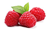 Ripe group of raspberries fruit isolated on transparent background, ripe tropical natural fruit concept, Healthy food with high of vitamin and minerals. Freshness of juicy fruit.