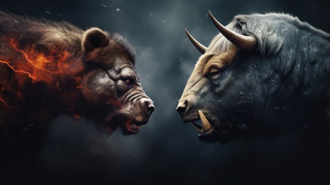 Bear and bull fight