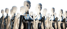 Mannequins Made Of Artificial Material Stand In Rows,Generated By AI