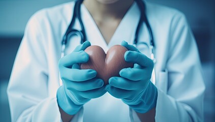 doctor making an heart shape in medical gloves Generative AI