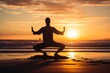 © avrezn - Peaceful sunrise beach yoga: A dreamlike moment, brought to life by Generative AI