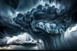 vThe dark sky with heavy clouds converging and a violent storm before the rain.Bad or moody weather sky and environment. carbon dioxide emissions, greenhouse effect, global warming, climate