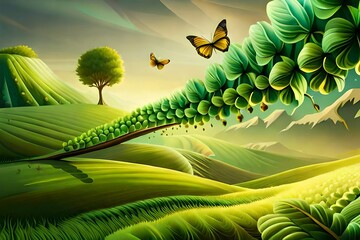 Wall Mural - landscape with trees