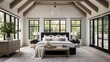 © Fred - Luxury farmhouse decor with rich black accents bedroom