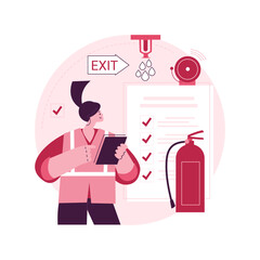 Fire inspection abstract concept vector illustration. Fire alarm and detection, building inspection checklist, fulfill the requirements, safety certification, annual inspection abstract metaphor.