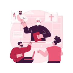 Poster - Theological lectures abstract concept vector illustration. Online religious lectures, studies course, christian thinkers, divinity school, doctrine of god, church fathers abstract metaphor.