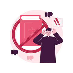 Poster - Atheistic worldview abstract concept vector illustration. Absence of belief in god, religious skepticism, philosophical rational irrational worldview, god not exist, we trust abstract metaphor.