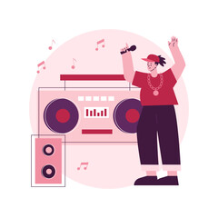 Poster - hip-hop music abstract concept vector illustration. rap music classes, book a performance online, hi