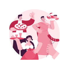 Poster - Culinary tourism abstract concept vector illustration. Gastronomy tourism, authentic experience, exploring map, local cuisine, food festival, grocery market, restaurant abstract metaphor.