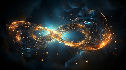 Wall Mural - abstract background with a glowing infinity spiral and particles - 3d rendering