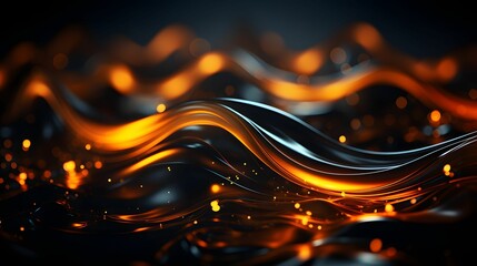 3d rendering of abstract wavy background with glowing particles. Futuristic shape.