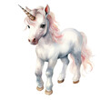 Watercolor Baby Unicorn Illustration, Generative Ai